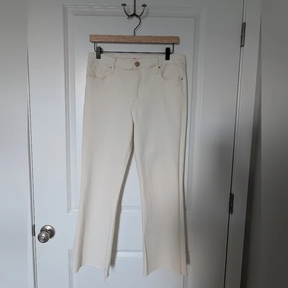 NWT Kut from the Kloth Kelsey High Rise Ankle Flare Jeans Ecru Raw Hem Size 10 - Picture 3 of 11